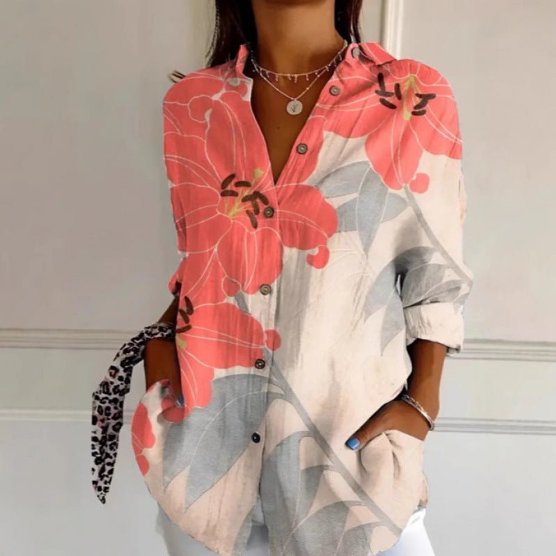 Chemise boutonnée à fleurs pour femme, décontractée et confortable - KaoKao