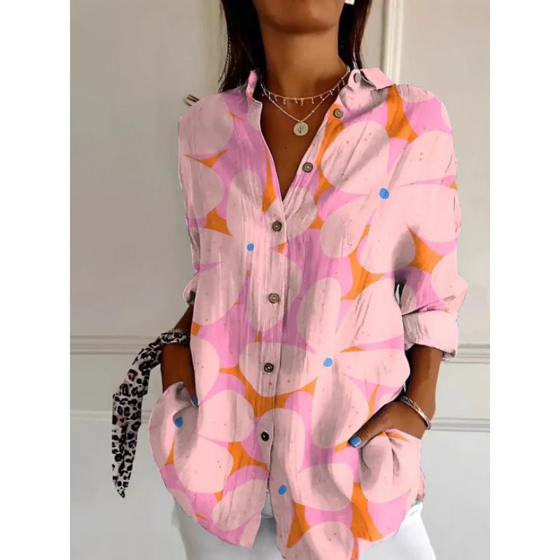Chemise boutonnée à fleurs pour femme, décontractée et confortable - KaoKao
