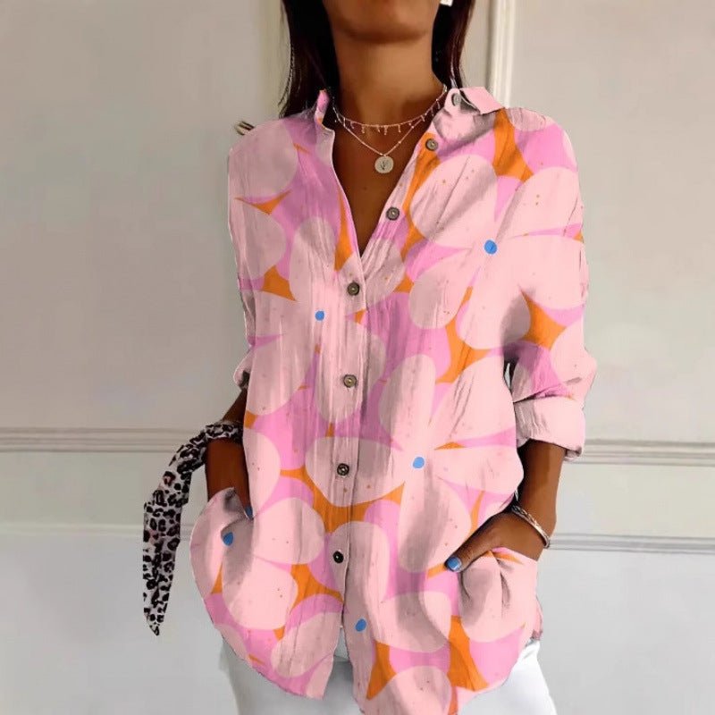 Chemise boutonnée à fleurs pour femme, décontractée et confortable - KaoKao