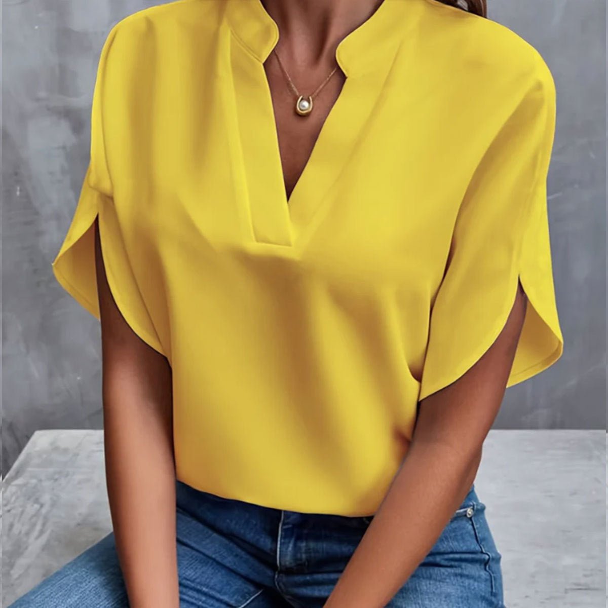 Chemise d'été à manches courtes en mousseline de soie, nouvelle chemise à col en V, vêtements décontractés et polyvalents pour femmes - KaoKao