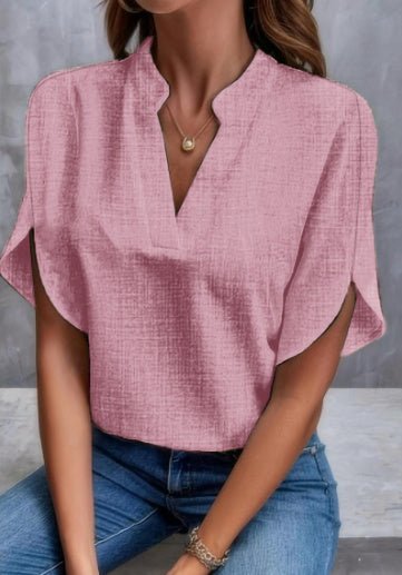 Chemise d'été à manches courtes en mousseline de soie, nouvelle chemise à col en V, vêtements décontractés et polyvalents pour femmes - KaoKao