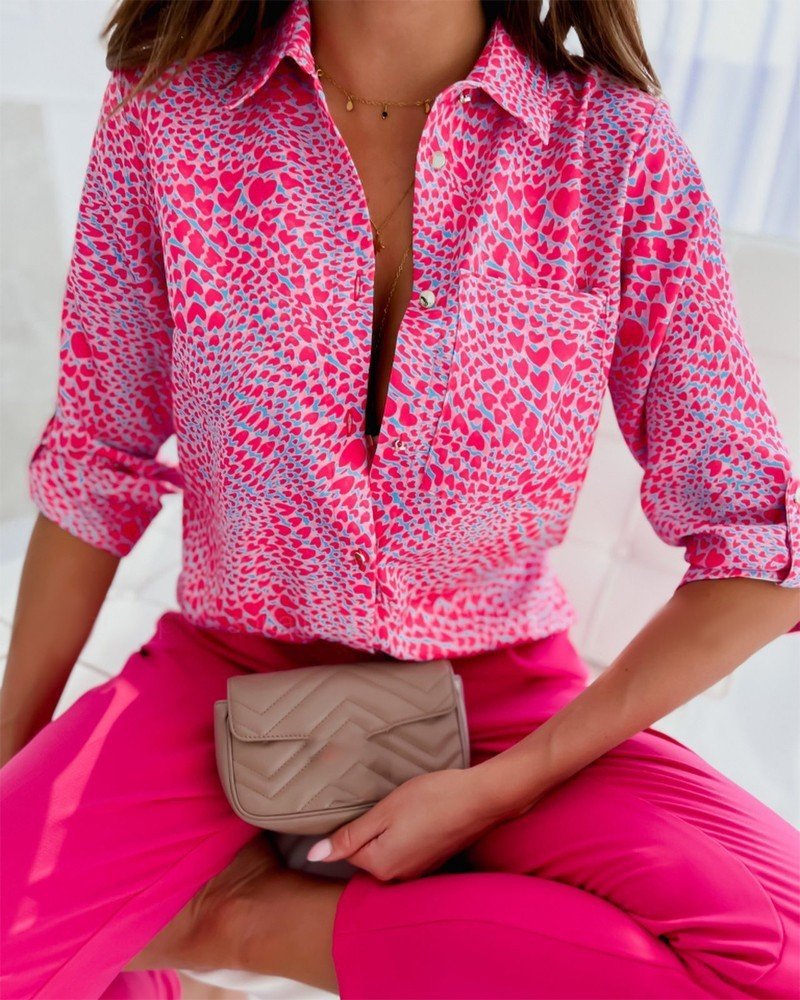 Chemise imprimée à manches longues tendance - KaoKao