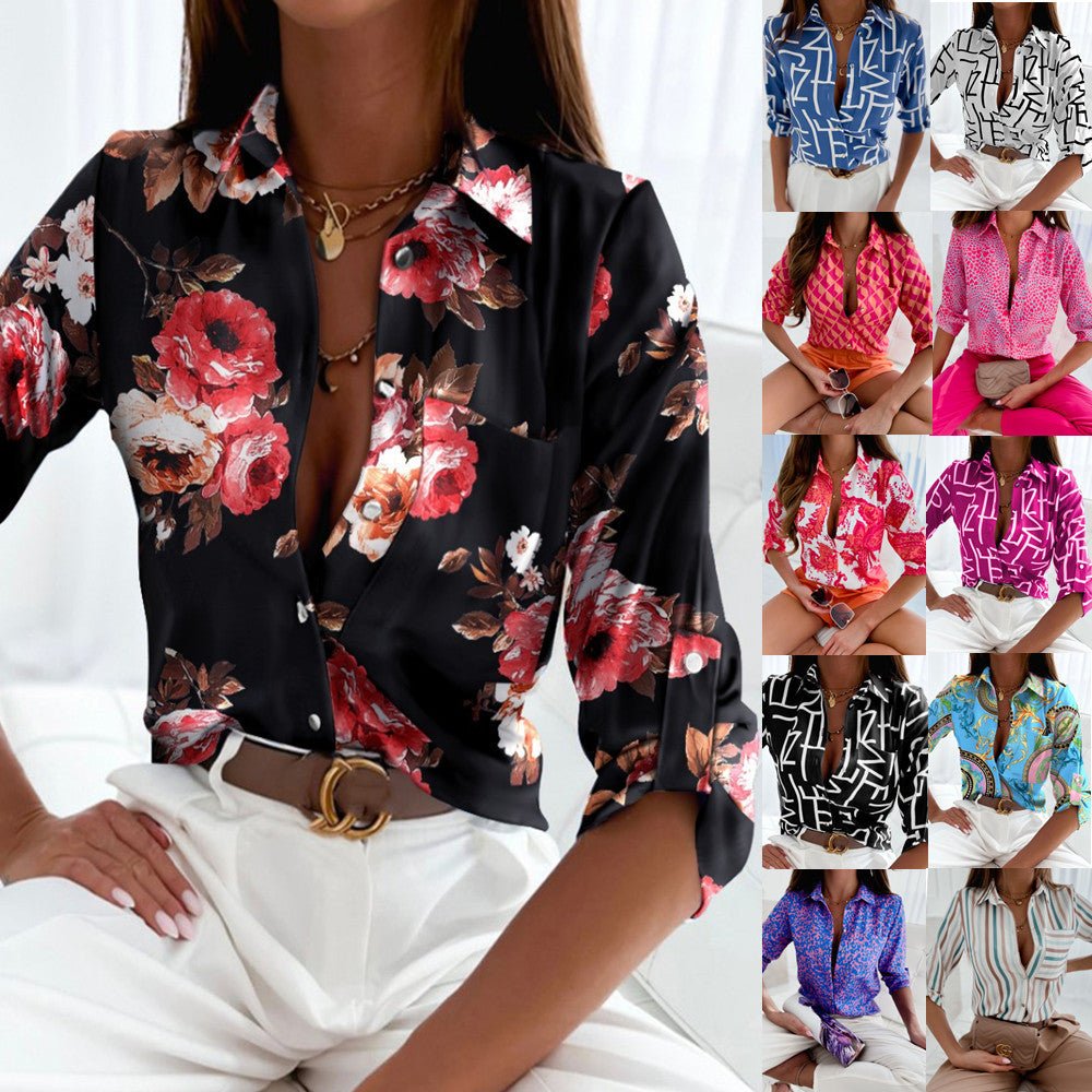 Chemise imprimée à manches longues tendance - KaoKao