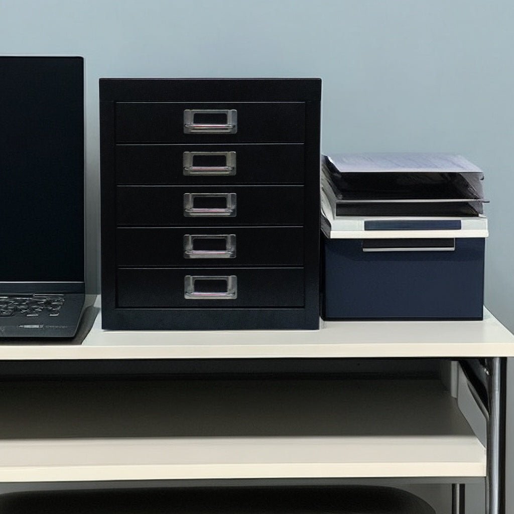 Classeur avec organiseur de documents en métal de petite taille, disponible en deux couleurs, noir et blanc, 5 et 10 tiroirs, pour la maison et le bureau. - KaoKao