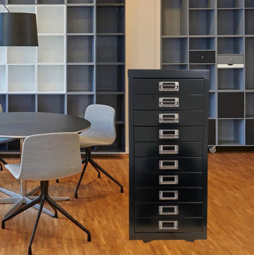Classeur avec organiseur de documents en métal de petite taille, disponible en deux couleurs, noir et blanc, 5 et 10 tiroirs, pour la maison et le bureau. - KaoKao