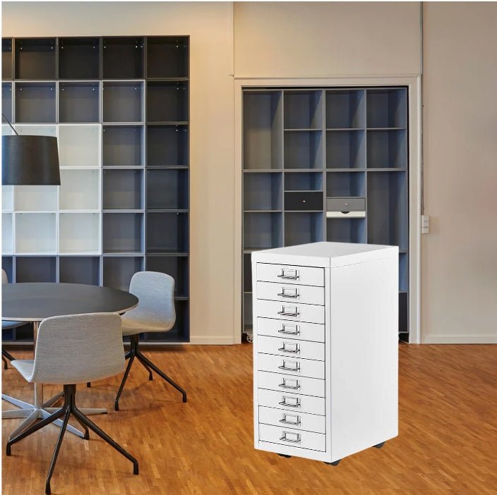 Classeur avec organiseur de documents en métal de petite taille, disponible en deux couleurs, noir et blanc, 5 et 10 tiroirs, pour la maison et le bureau. - KaoKao