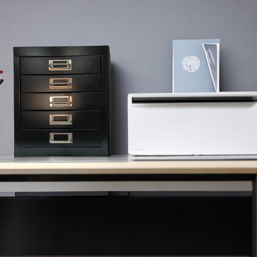 Classeur avec organiseur de documents en métal de petite taille, disponible en deux couleurs, noir et blanc, 5 et 10 tiroirs, pour la maison et le bureau. - KaoKao