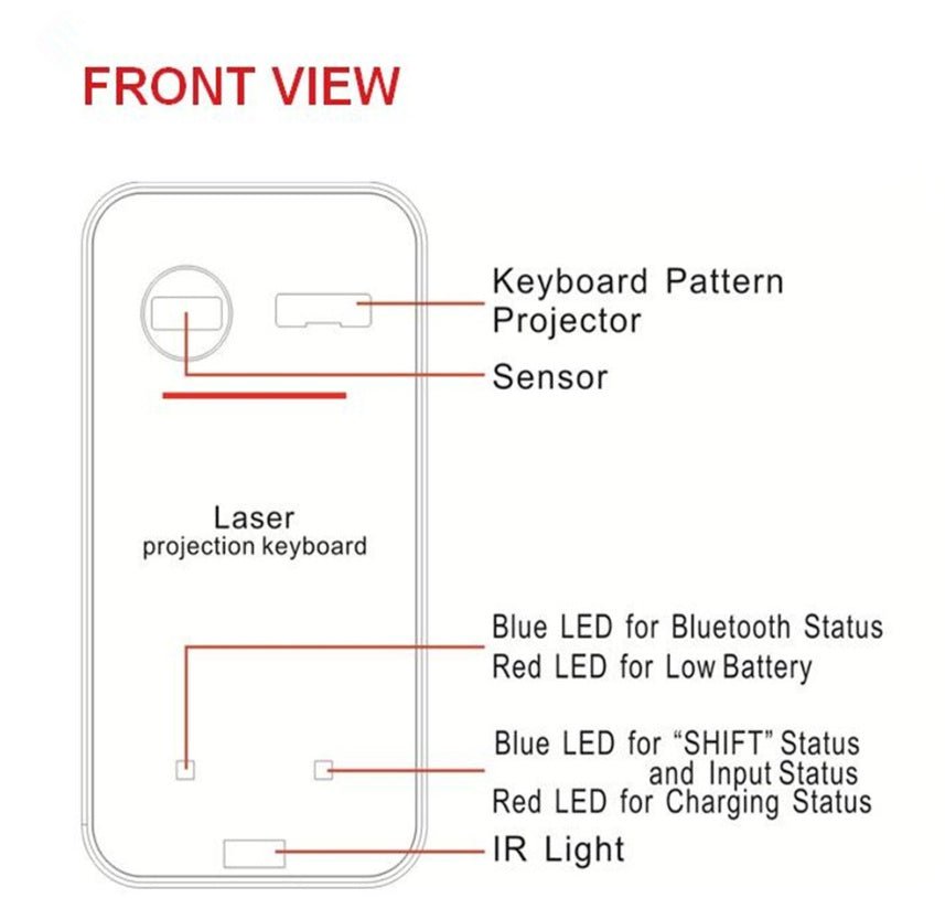 Clavier laser virtuel LEING FST Bluetooth sans fil, projecteur de clavier pour ordinateur, tablette, ordinateur portable avec fonction souris. - KaoKao