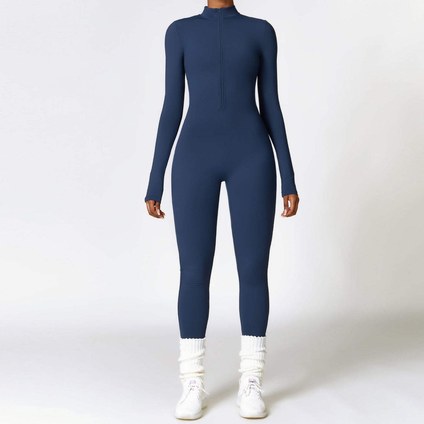 Combinaison chaude à manches longues avec fermeture éclair pour yoga, fitness, sport, body respirant, vêtements pour femmes - KaoKao