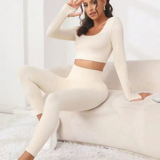 Combinaison de yoga sans coutures à manches longues et pantalon rehaussant les hanches - KaoKao