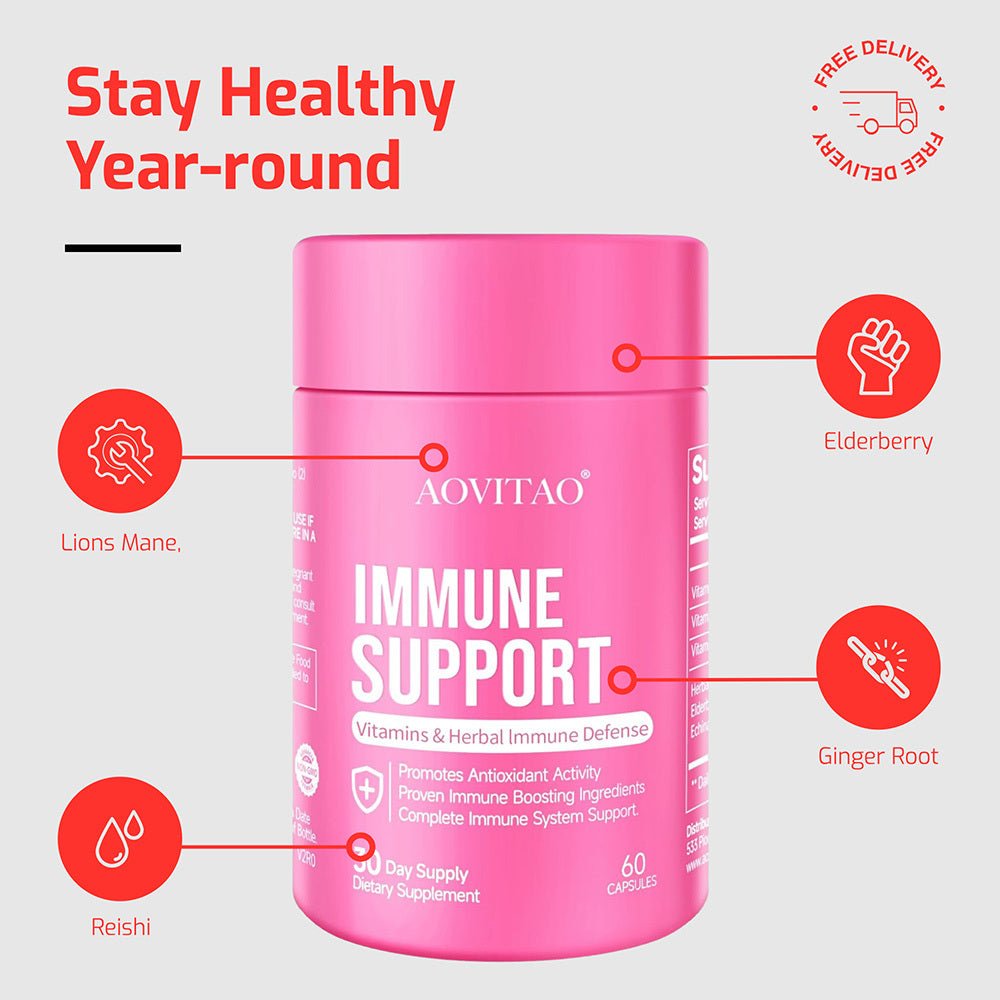 Complément alimentaire naturel à base de plantes pour le système immunitaire, booster de vitamines et de champignons, avec crinière de lion, reishi, chaga, cordyceps, prêle et plus encore. - KaoKao