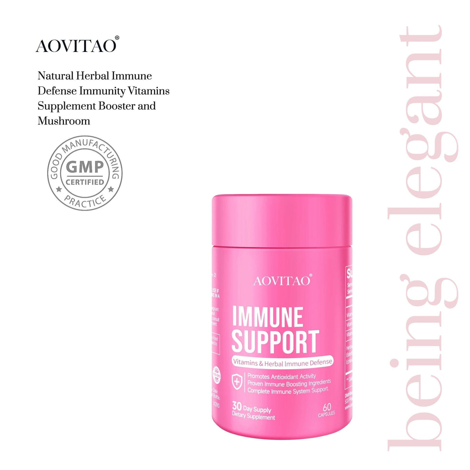 Complément alimentaire naturel à base de plantes pour le système immunitaire, booster de vitamines et de champignons, avec crinière de lion, reishi, chaga, cordyceps, prêle et plus encore. - KaoKao