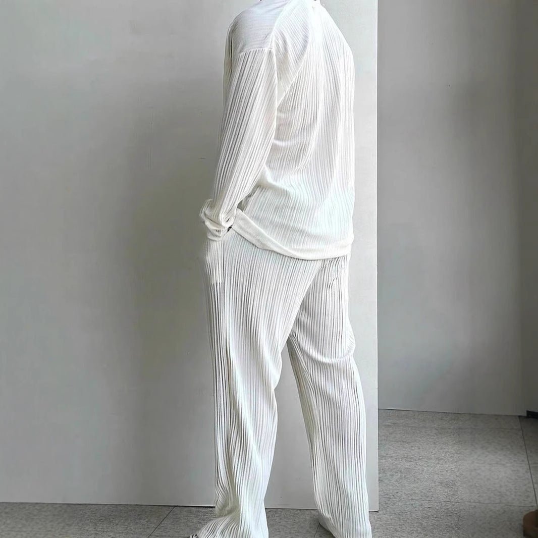 Costume décontracté pour homme avec chemise boutonnée et pantalon à manches longues - KaoKao