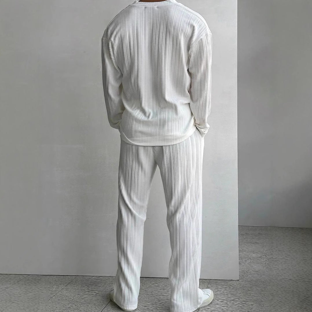 Costume décontracté pour homme avec chemise boutonnée et pantalon à manches longues - KaoKao