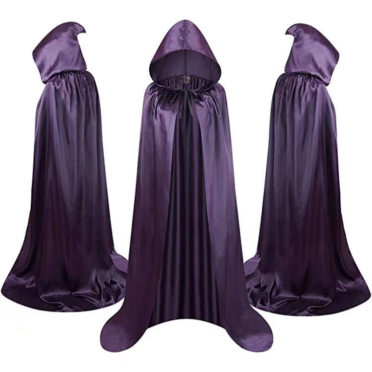 Costumes de cape d'Halloween Cape de sorcier pour enfants Capes à capuche Manteau Décoration de fête noire - KaoKao