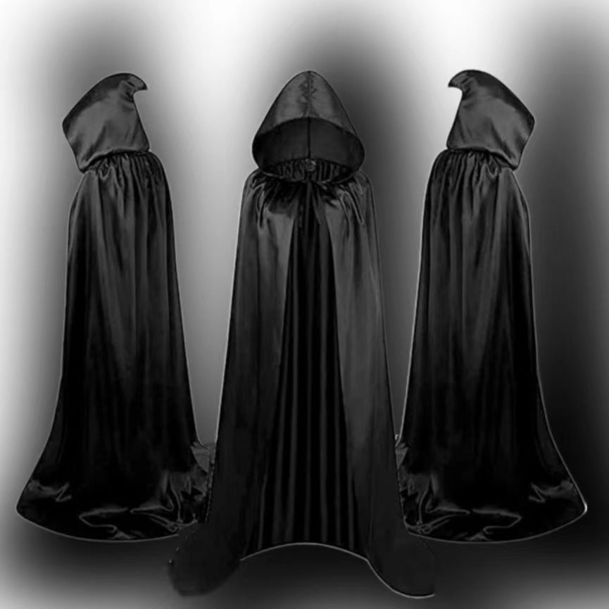 Costumes de cape d'Halloween Cape de sorcier pour enfants Capes à capuche Manteau Décoration de fête noire - KaoKao