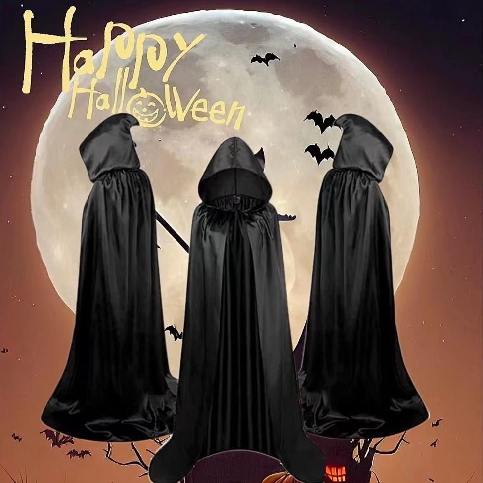 Costumes de cape d'Halloween Cape de sorcier pour enfants Capes à capuche Manteau Décoration de fête noire - KaoKao