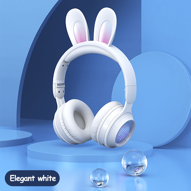 Casque sans fil à oreilles de lapin lumineux et extensible en blé