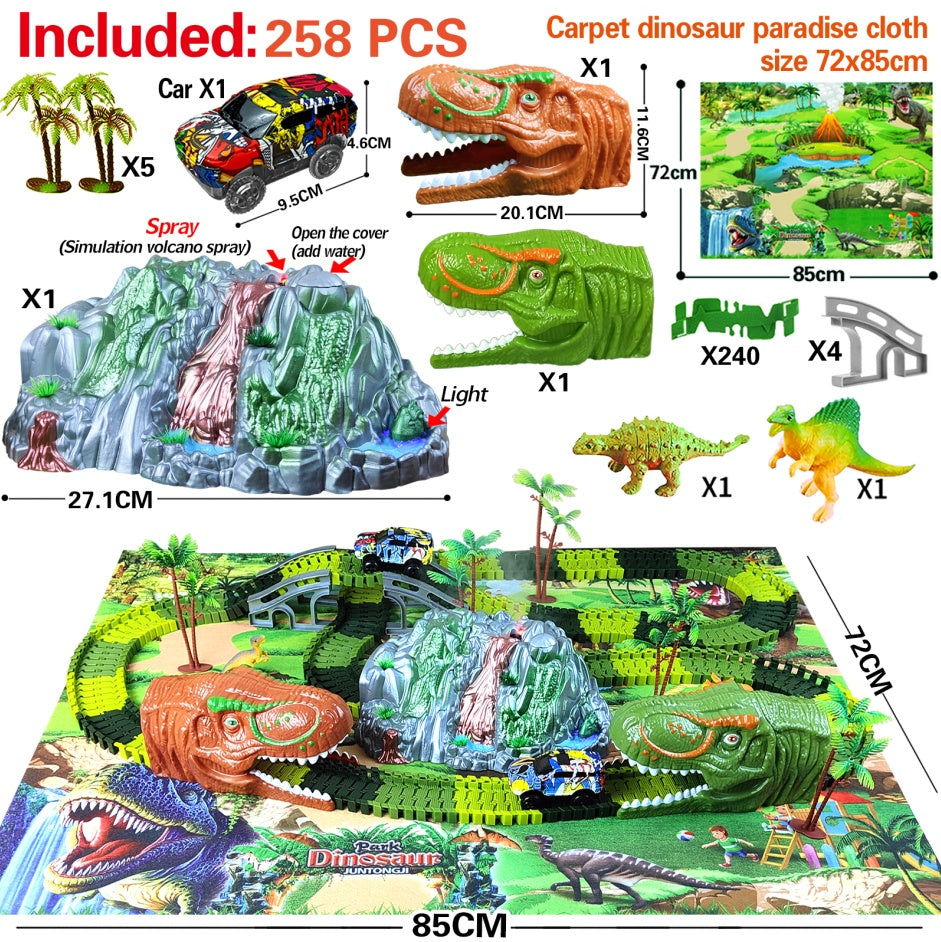 Jouet de course sur piste électrique assemblé pour enfants, simulation d'animaux, tyrannosaure, dinosaure, puzzle, cadeau pour garçon