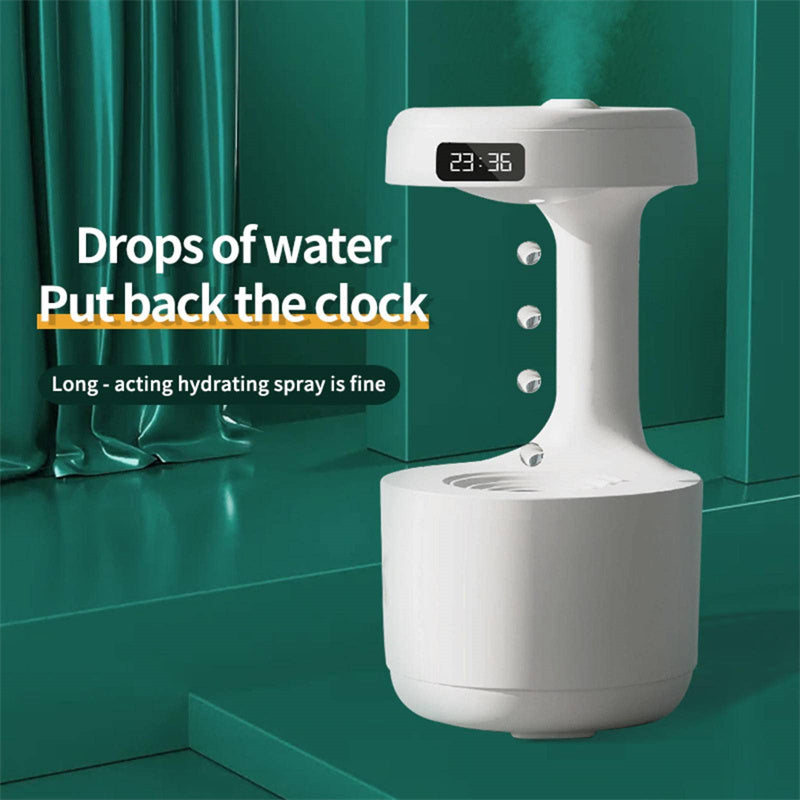 Humidificateur anti-gravité de chambre avec horloge, diffuseur d'arôme à reflux d'eau goutte à goutte, grande capacité, silencieux, brouillard épais, pulvérisateur domestique.