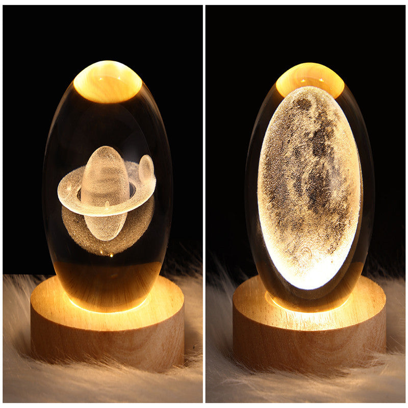 Lampe de table en cristal galaxie LED, lampe 3D de planète et de lune, décoration de chambre pour enfants, fête d'anniversaire pour enfants.