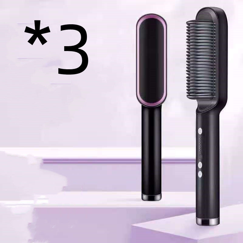 Nouvelle brosse à cheveux électrique 2 en 1 avec lisseur, peigne chauffant, ions négatifs et fonction de curling, brosse à cheveux à double usage.