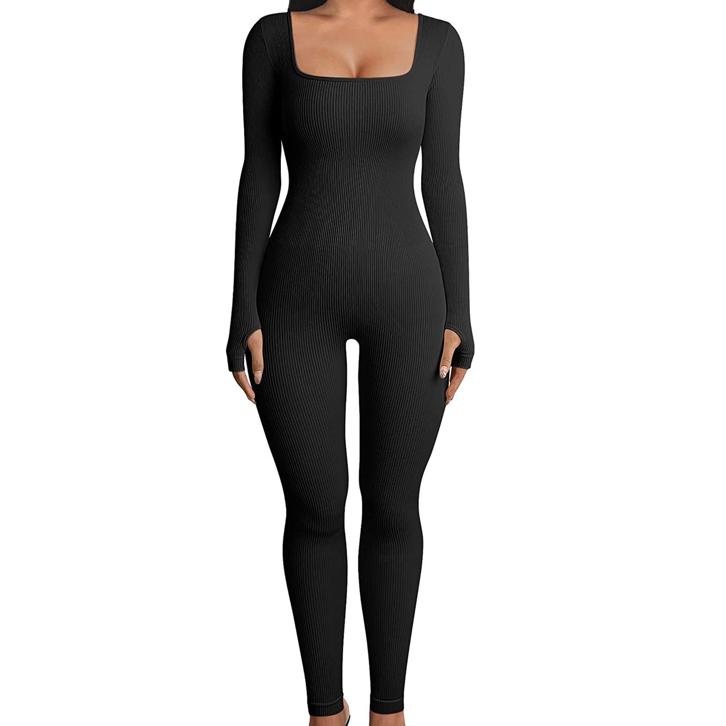 Vêtements pour femmes automne hiver vente chaude combinaison à manches longues yoga sexy une pièce col carré vêtements de sport