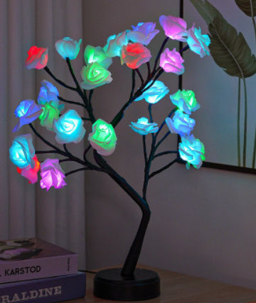 Lampe de table fleur arbre rose lampes fées bureau lumières de nuit fonctionnant sur USB cadeaux pour mariage Saint-Valentin Noël décoration