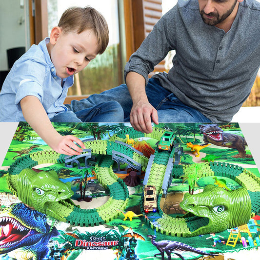 Jouet de course sur piste électrique assemblé pour enfants, simulation d'animaux, tyrannosaure, dinosaure, puzzle, cadeau pour garçon