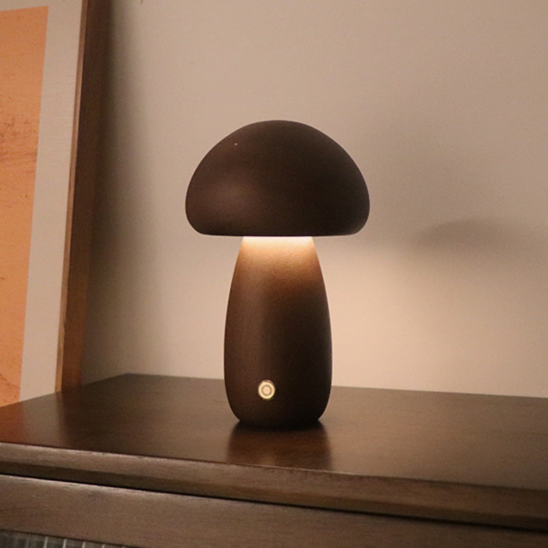 Lampe de nuit LED en bois en forme de champignon mignon avec interrupteur tactile, lampe de table de chevet pour chambre à coucher, chambre d'enfants, lampes de nuit pour le sommeil, décoration intérieure.