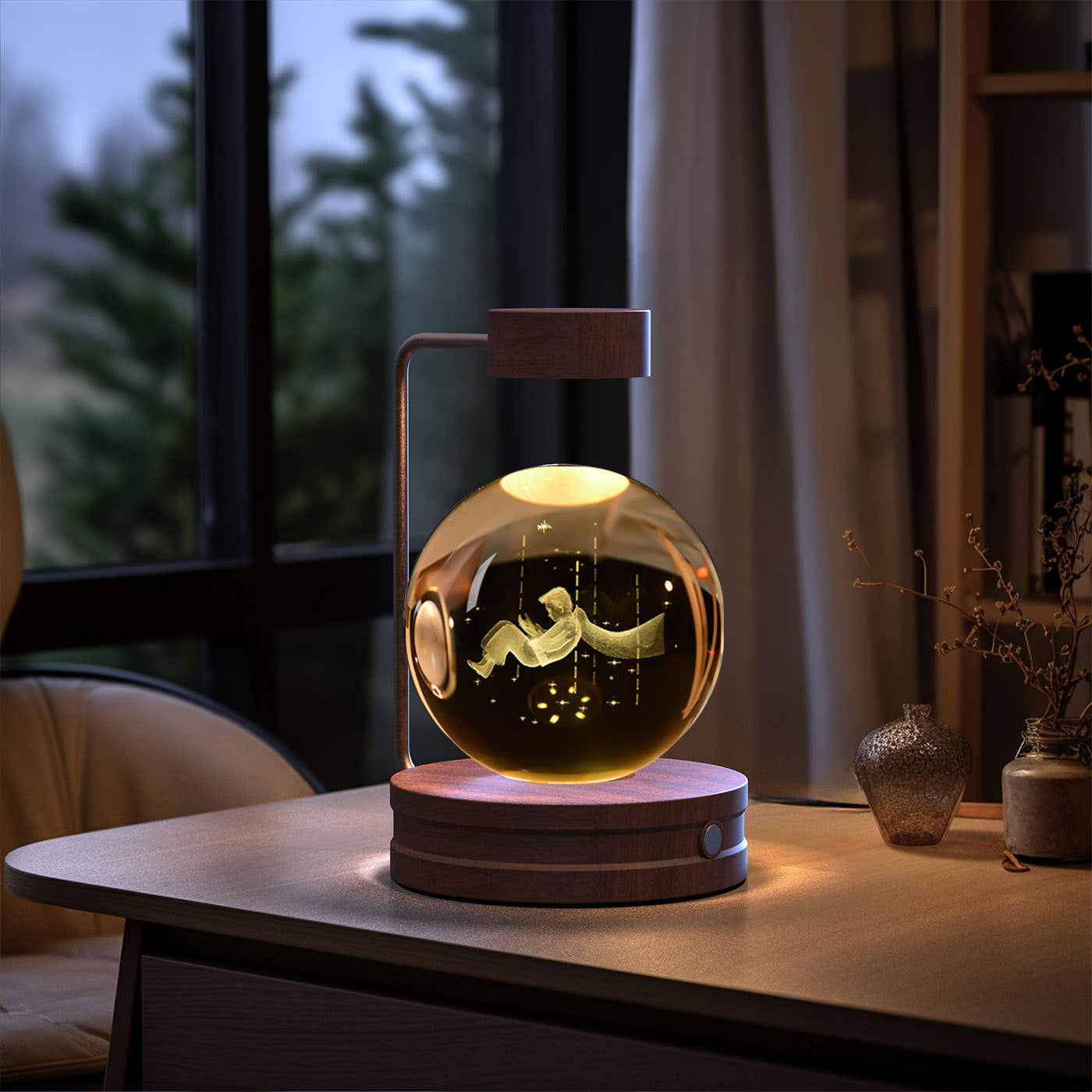 Lampe de chevet à lumière nocturne intérieure en forme de dinosaure cosmique à boule de cristal, alimentation USB, lumière chaude, cadeau d'anniversaire.