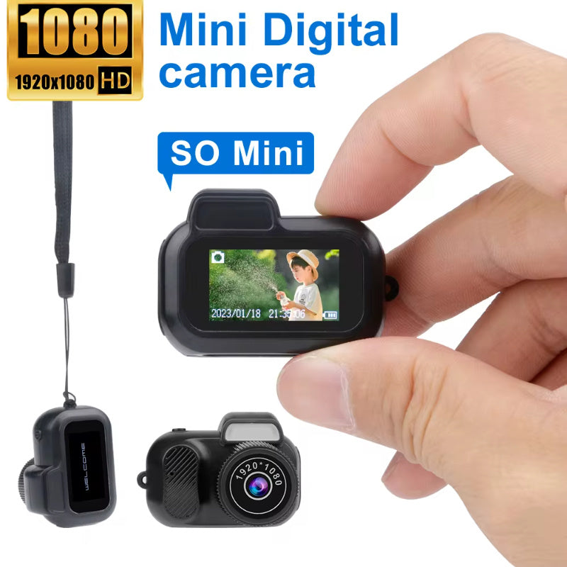 Caméra Mini Rétro avec Écran Intérieur Extérieur 1080p HD Portable Très Petite Caméra Vidéo Support Cadeaux de Vacances