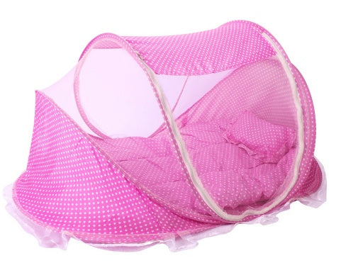 Lit de bébé pliable avec filet et oreiller, ensemble de 2 pièces.