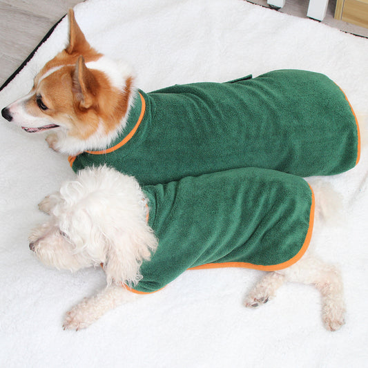 Robe de bain pour animaux absorbante en microfibre avec ceinture.