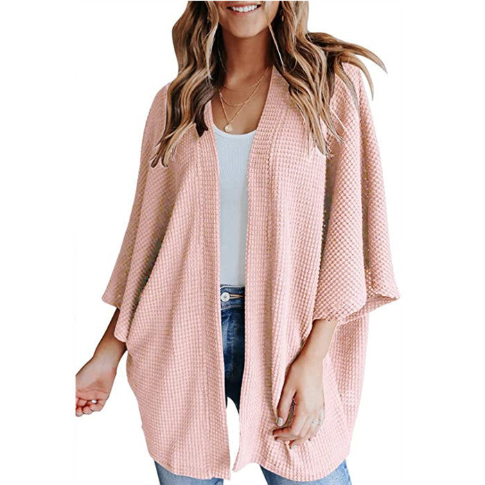 Cardigan gaufré à manches chauve-souris pour femme Gerson