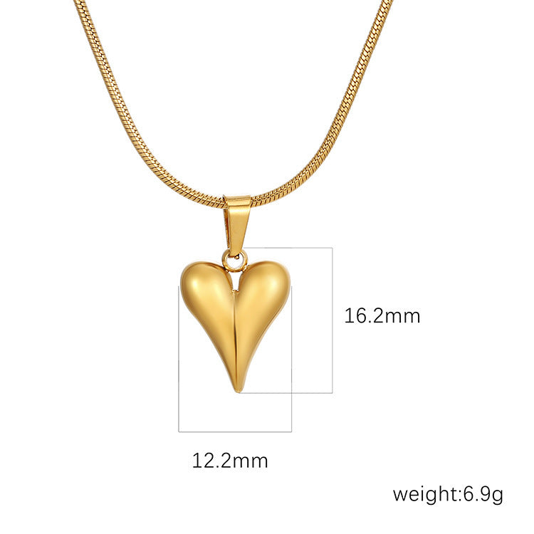 Collier rétro en forme de cœur en acier inoxydable, collier d'amour personnalisé pour bijoux pour femmes, Saint-Valentin