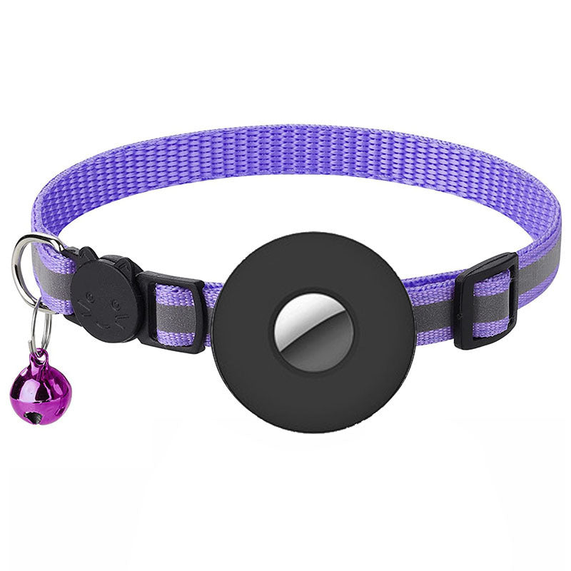 Collier pour animal de compagnie Airtag avec cloche réfléchissante ajustable anti-perte pour chat et chien.