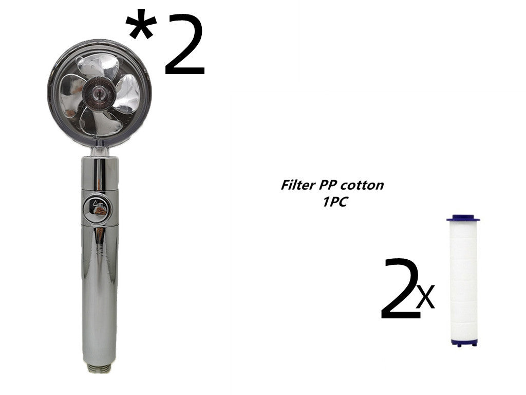 Pommeau de douche à hélice avec bouton d'arrêt et filtre en coton Buse de douche à main haute pression turbocompressée