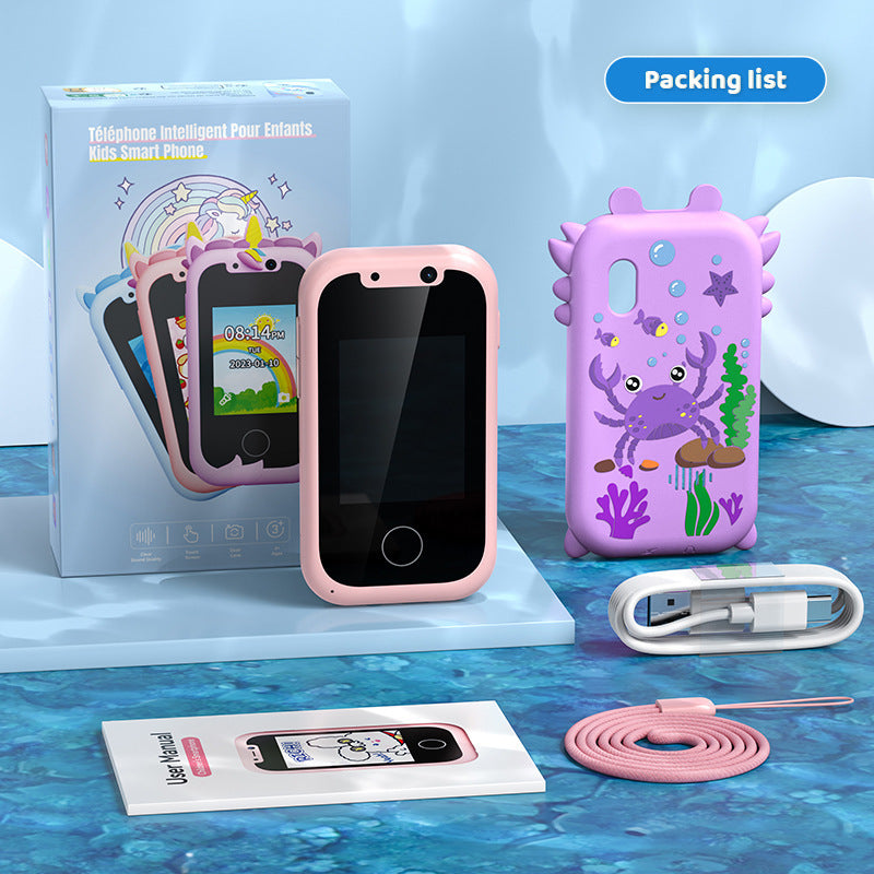 Téléphone mobile pour enfants à écran tactile à double caméra.