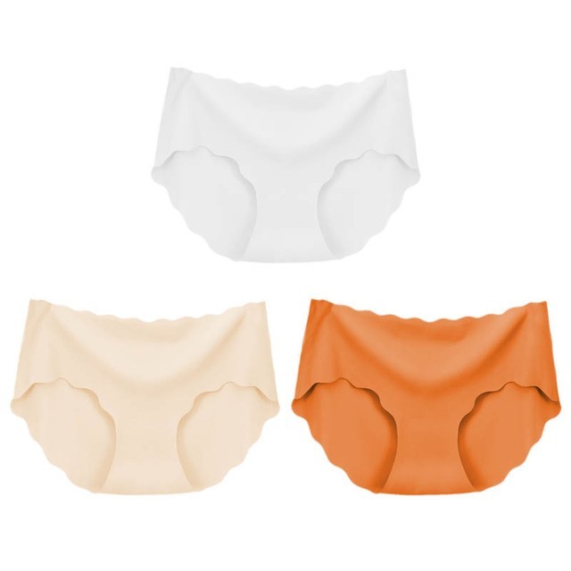 Lot de 3 sous-vêtements sans couture en soie pour femmes, culottes, lingerie sexy