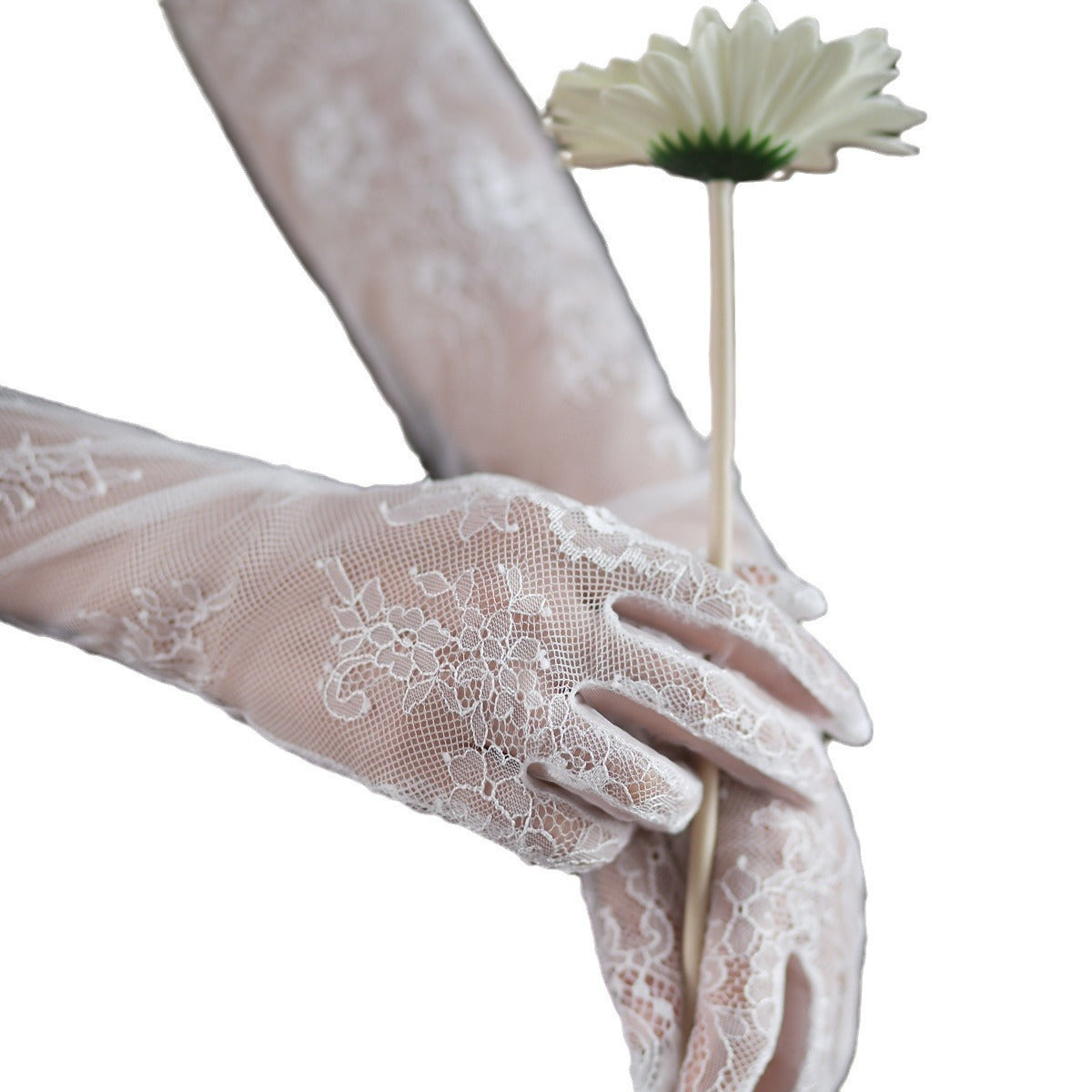 Nouvelles gants de photo en tulle blanc en dentelle de fée super pour mariée