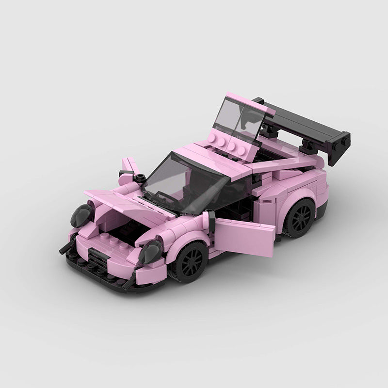 Petit modèle de voiture de course pour enfants, jouet éducatif en blocs de construction MOC.
