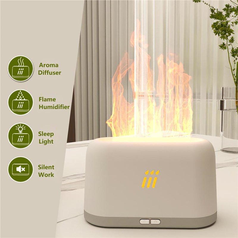 Diffuseur d'arômes à flamme, humidificateur d'air, brumisateur ultrasonique, brumisateur à LED, diffuseur d'huiles essentielles - KaoKao