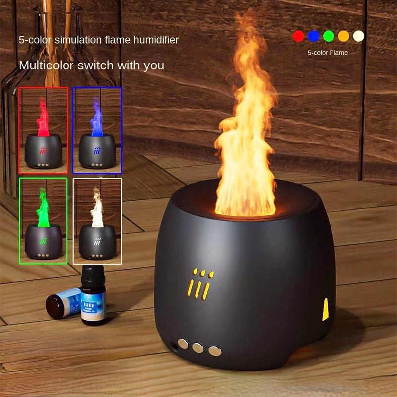 Diffuseur d'arômes à flamme, humidificateur d'air, brumisateur ultrasonique, brumisateur à LED, diffuseur d'huiles essentielles - KaoKao