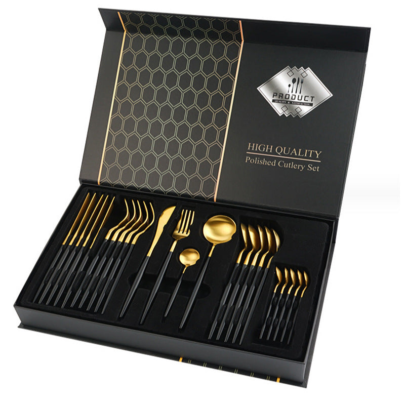 Coffret cadeau de vaisselle en acier inoxydable 24 pièces