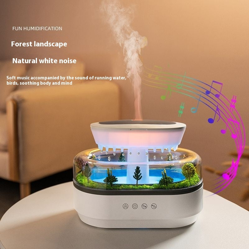 Diffuseur d'arôme de micro paysage humidificateur d'air en forme de goutte de pluie pour chambre à coucher.