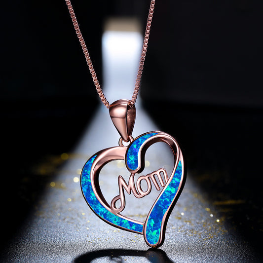 Collier pendentif lettre MOM en forme d'amour Bijoux cadeau fête des mères