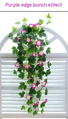 Plante artificielle Morning Glory en rotin pour décoration murale