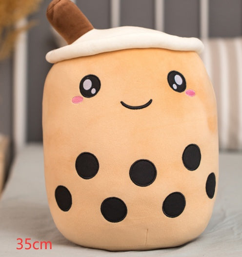 Jouet en peluche de tasse de thé au lait à la fraise, boisson en peluche douce, coussin de thé à bulles, cadeau pour enfants.