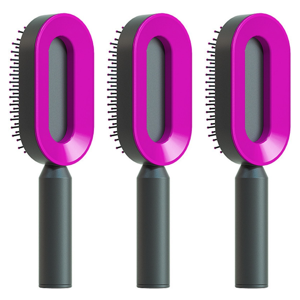 Brosse à cheveux auto-nettoyante pour femmes, brosse de massage du cuir chevelu avec airbag anti-perte de cheveux et nettoyage à une touche, brosse anti-statique.